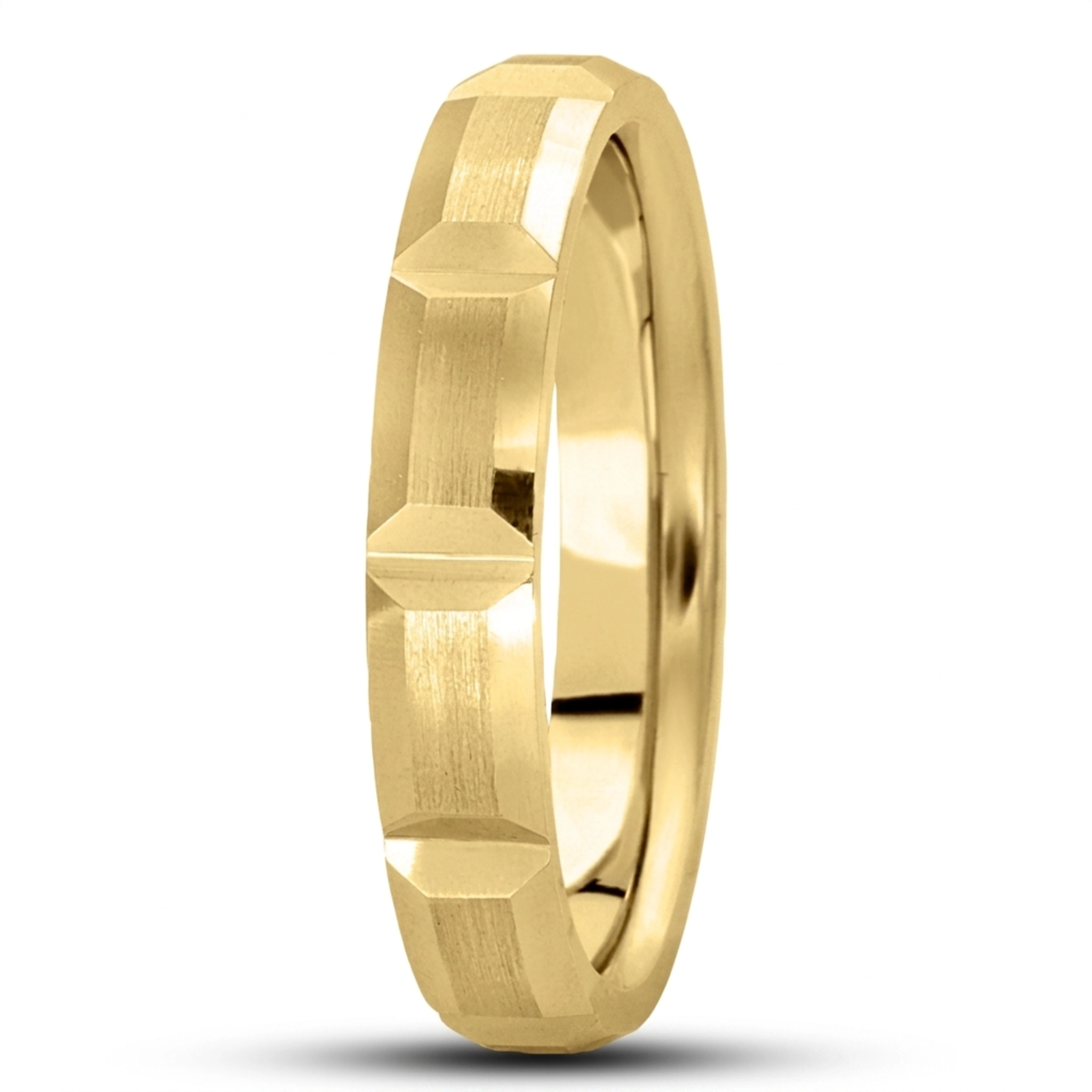 10K yellow gold 4mm. satin basic-diamond-carved-wedding-ring - alternate view 8