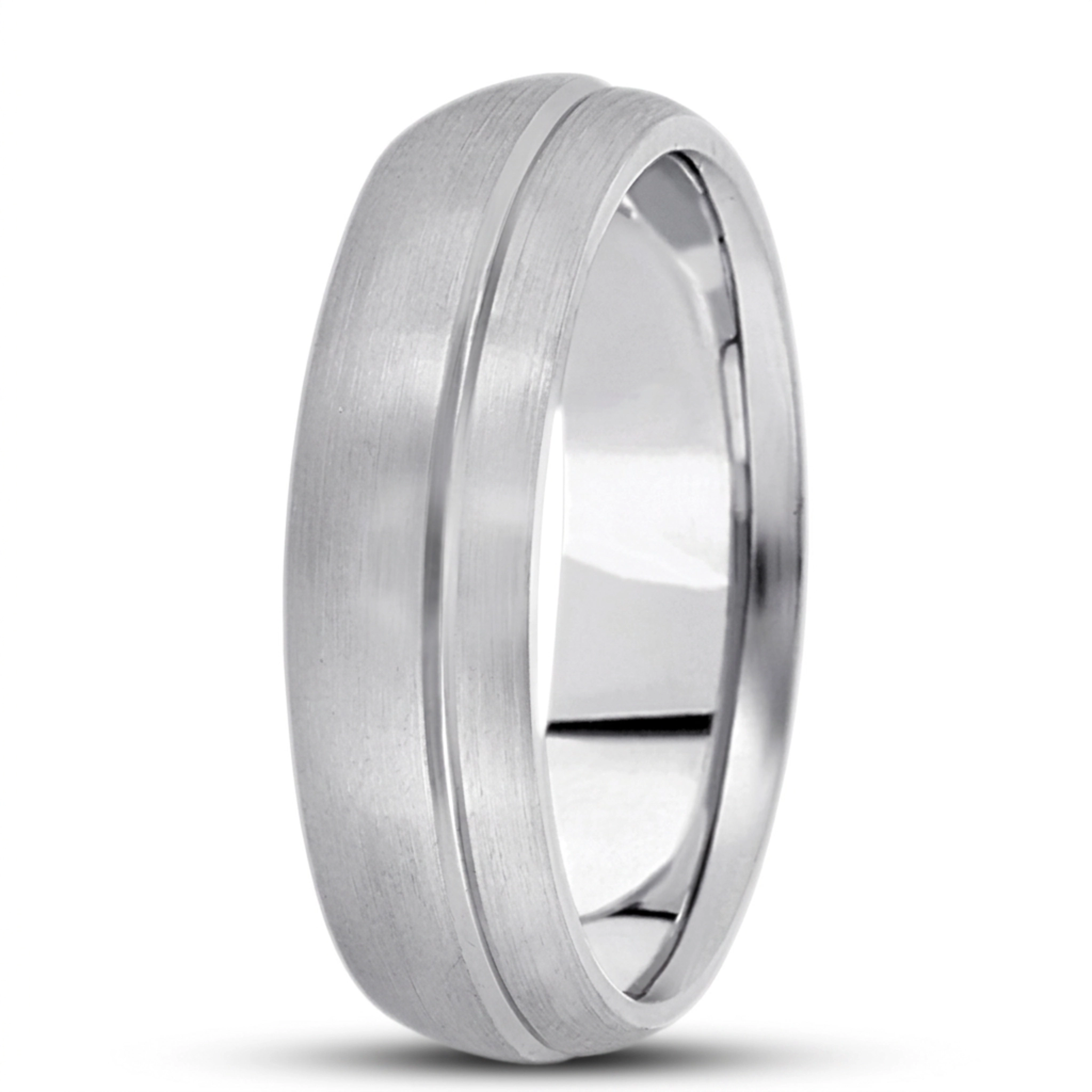 10K white gold 6mm. satin basic-carved-simple-wedding-ring - alternate view 9