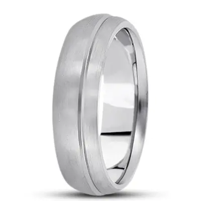 10K white gold 6mm. satin basic-carved-simple-wedding-ring - alternate view 9 thumbnail