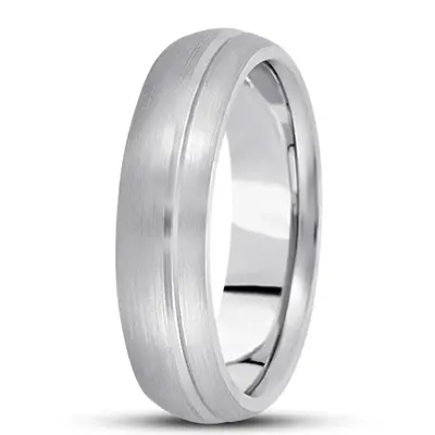 10K white gold 5mm. satin basic-carved-simple-wedding-ring - main view thumbnail