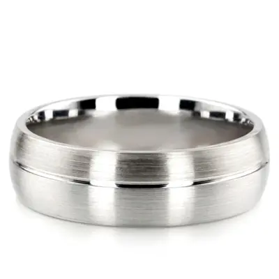 10K white gold 7mm. satin basic-carved-simple-wedding-ring - alternate view 3 thumbnail