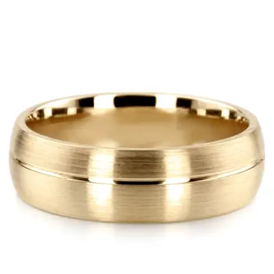 10K yellow gold 7mm. satin basic-carved-simple-wedding-ring - alternate view 5 thumbnail