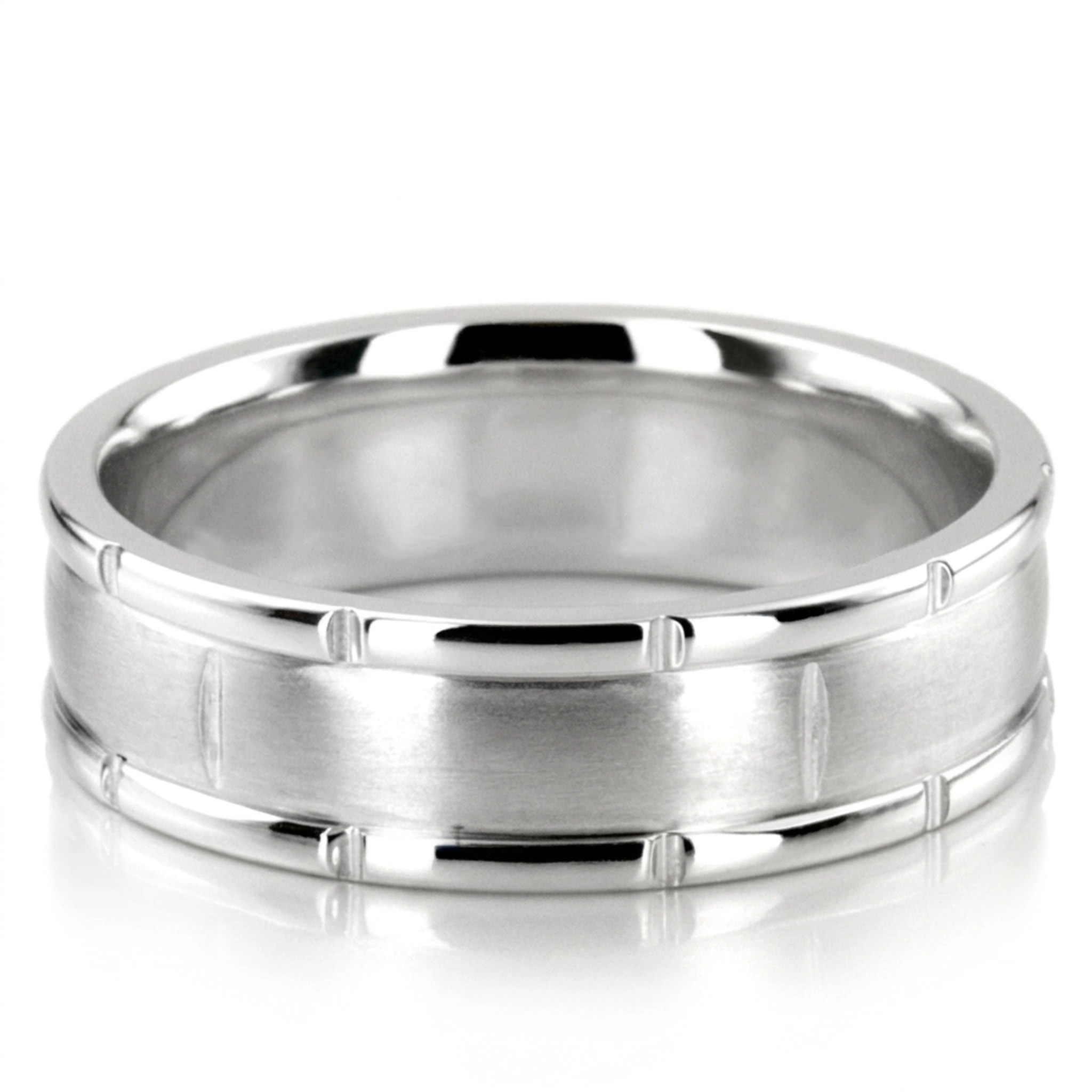 10K white gold 7mm. satin rolex-hanmade-wedding-bands - main view
