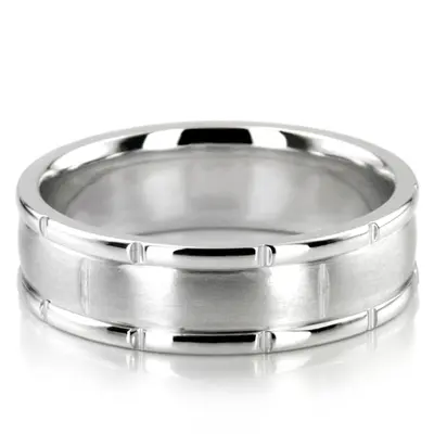 10K white gold 7mm. satin rolex-hanmade-wedding-bands - main view thumbnail