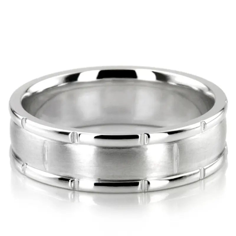10K white gold 7mm. satin rolex-hanmade-wedding-bands - main view