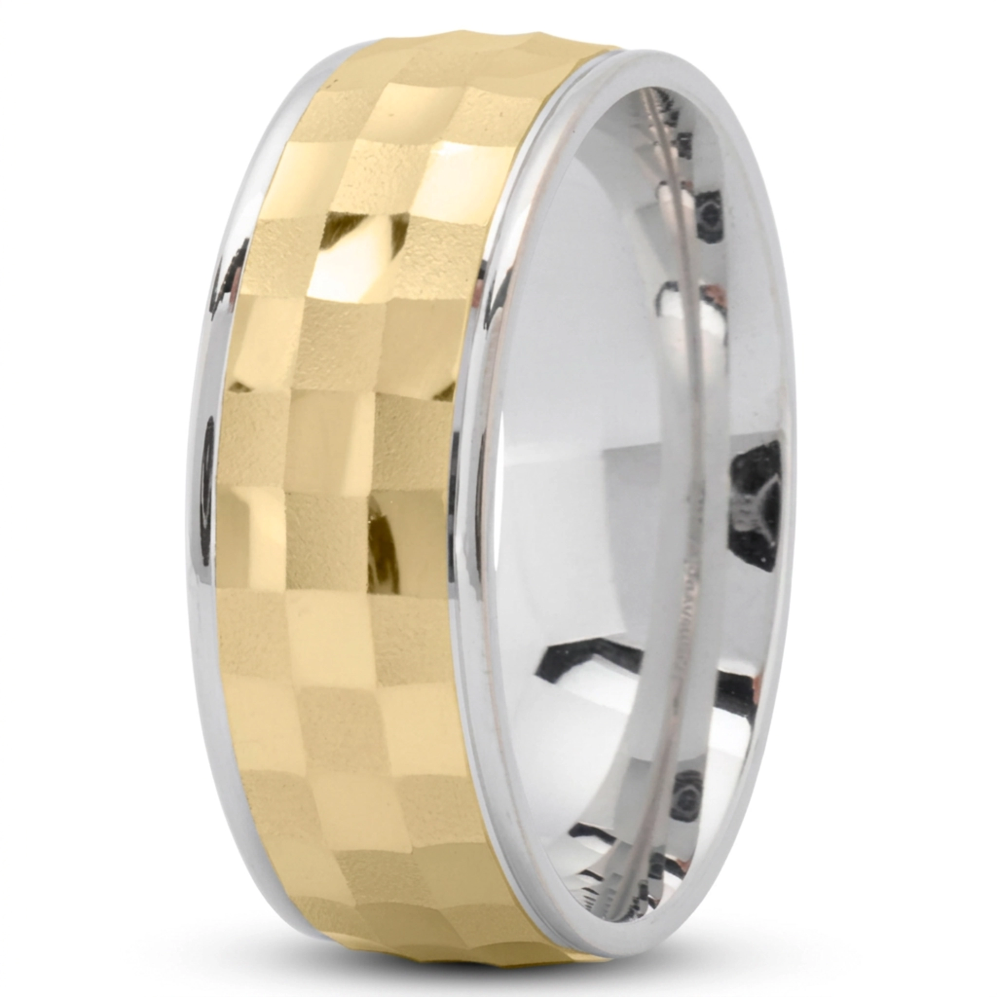 10K white-yellow-white gold 8mm. same as picture Modern-Designer-Wedding-Band - alternate view 4