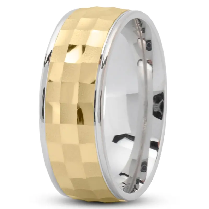 14K white-yellow-white gold 8mm. same as picture Modern-Designer-Wedding-Band - alternate view 4