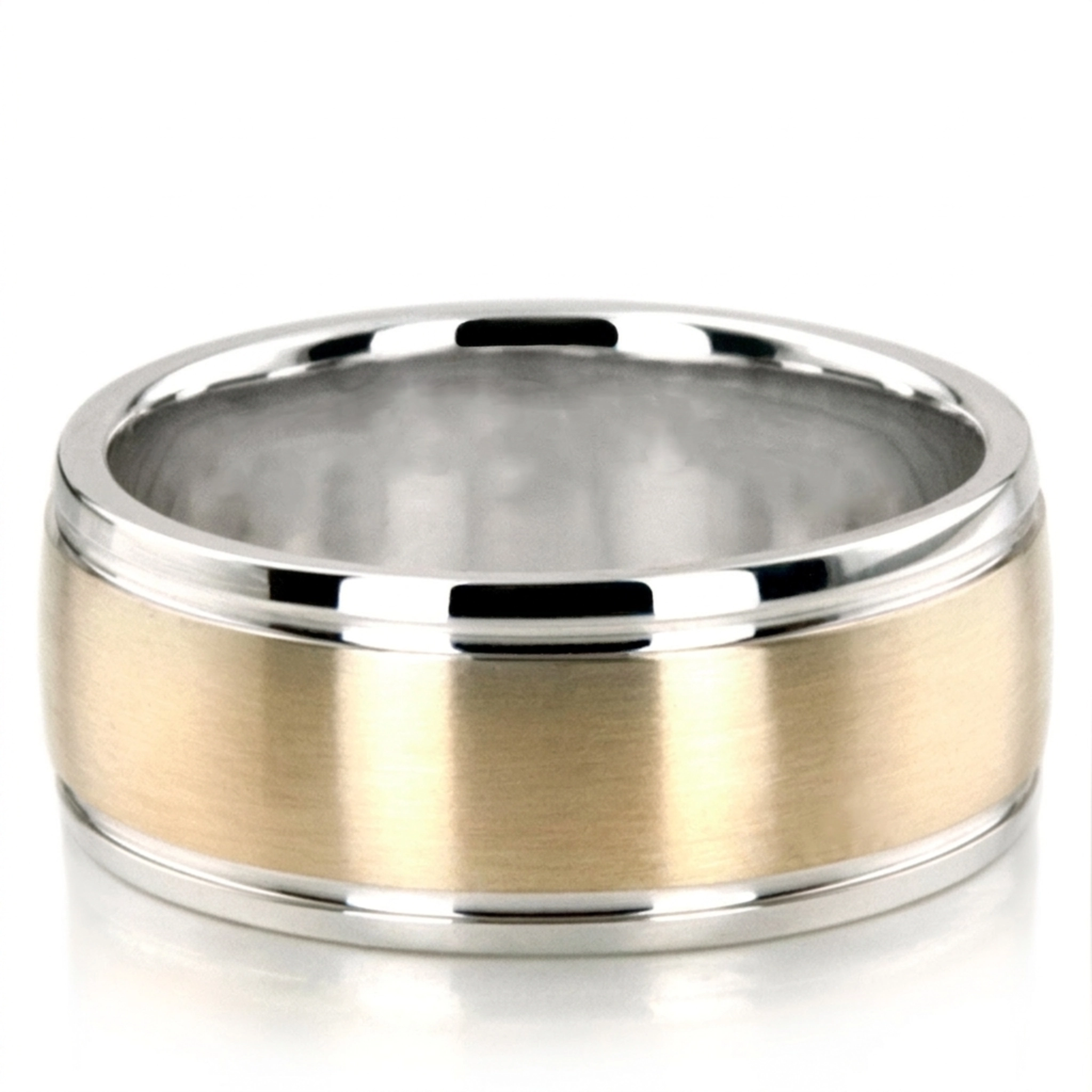10K white-yellow-white gold 9mm. satin finish two-tone-wedding-band - alternate view 2