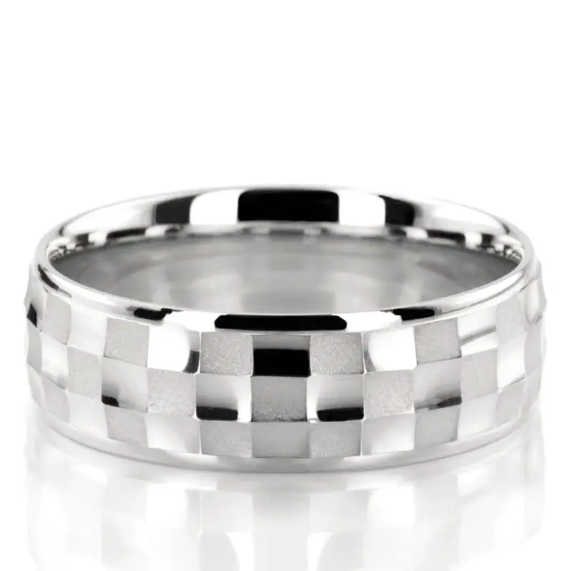 14K white gold 8mm. same as picture Modern-Designer-Wedding-Band - alternate view 2