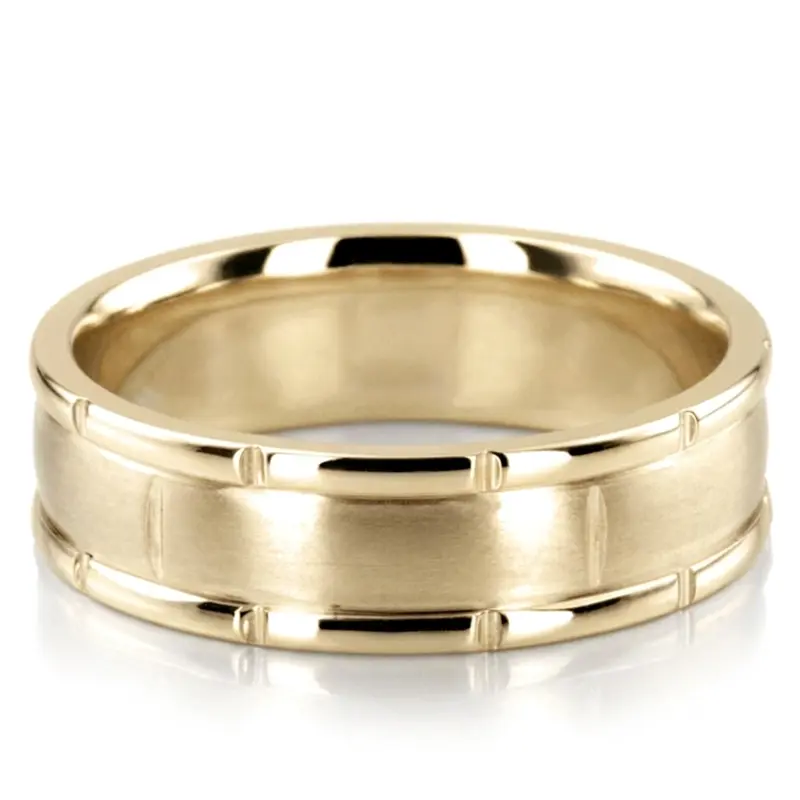 10K yellow gold 7mm. satin rolex-hanmade-wedding-bands - alternate view 2