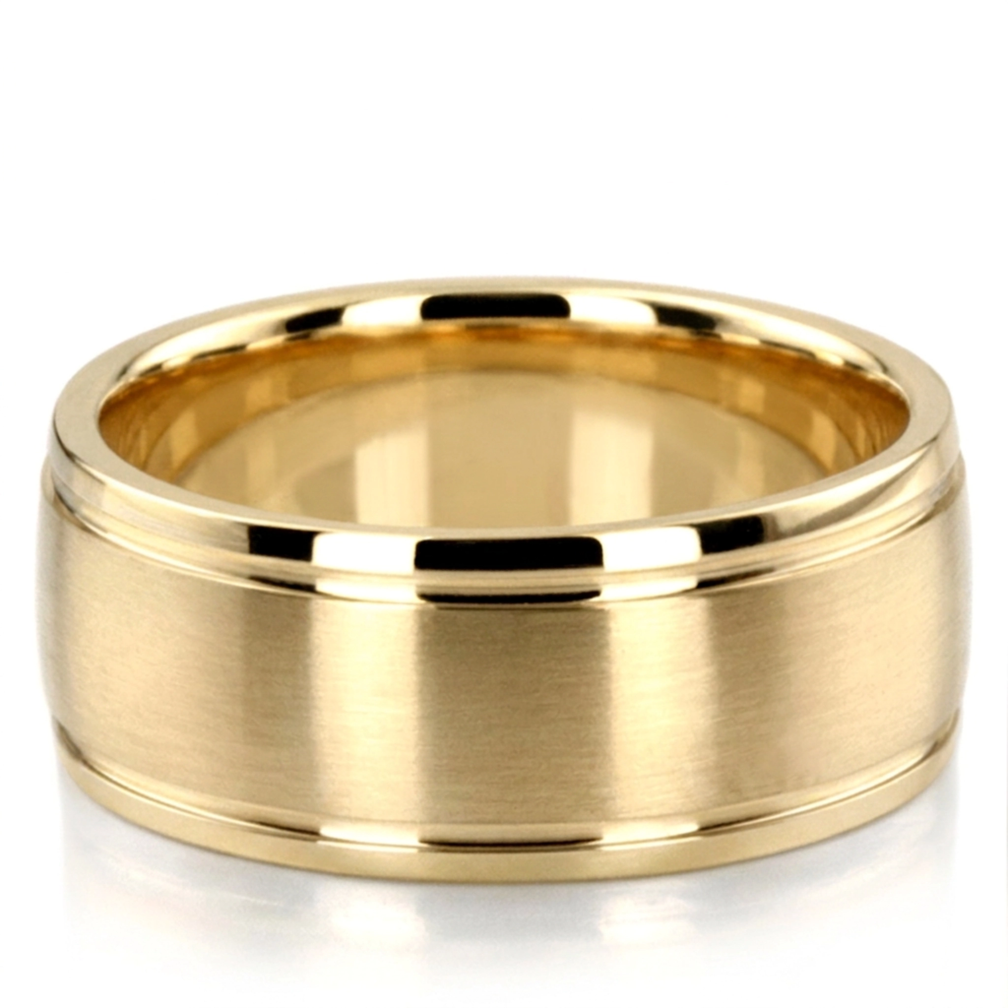 10K yellow gold 9mm. satin finish two-tone-wedding-band - alternate view 3