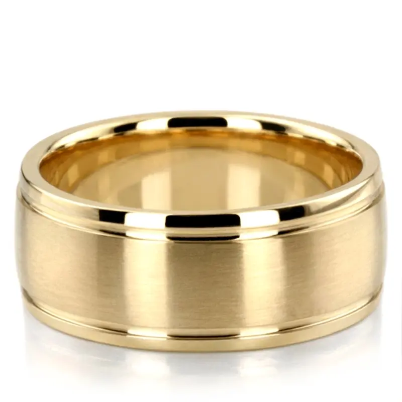 14K yellow gold 9mm. satin finish two-tone-wedding-band - alternate view 2