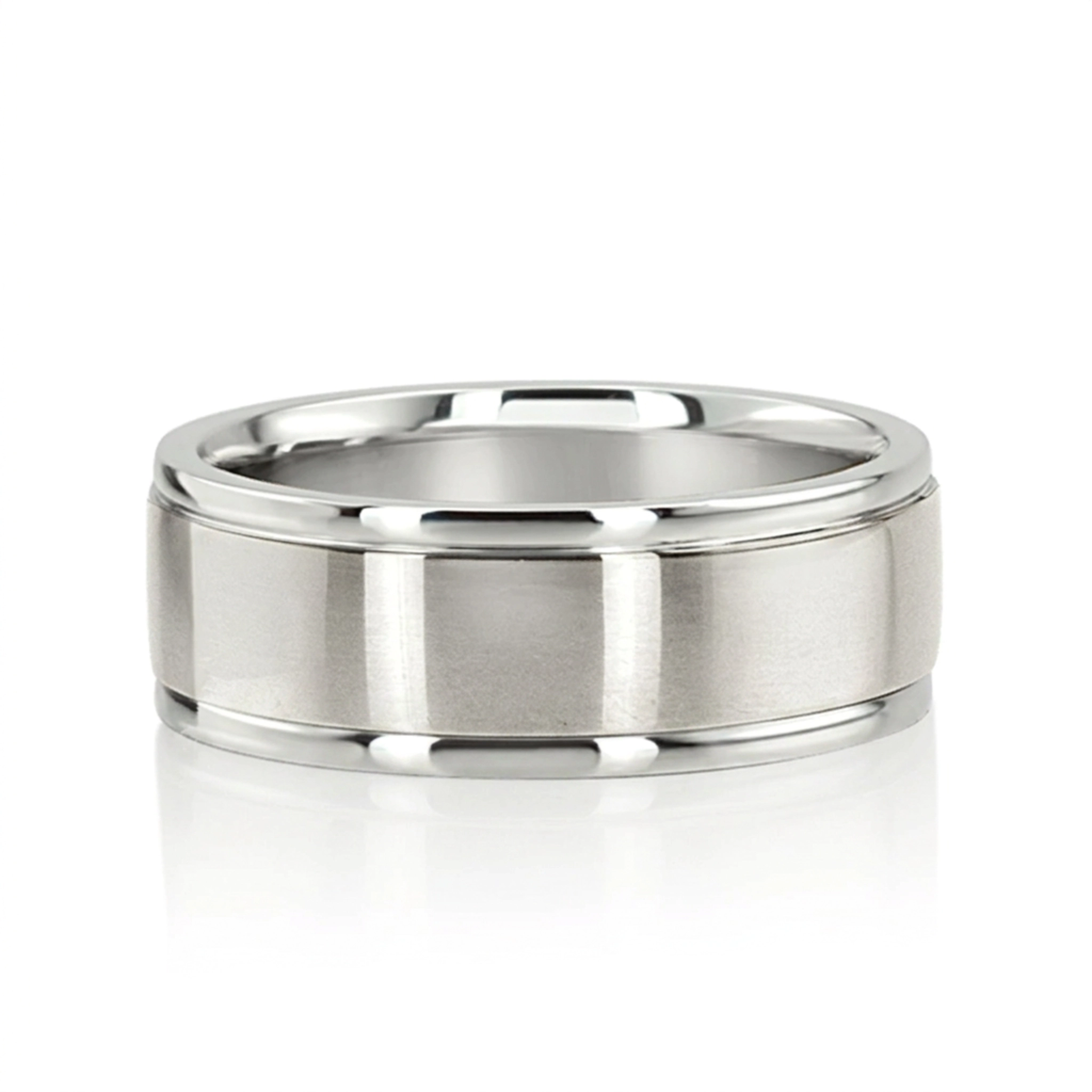 10K white gold 8mm. shiny finish two-tone-wedding-band - main view