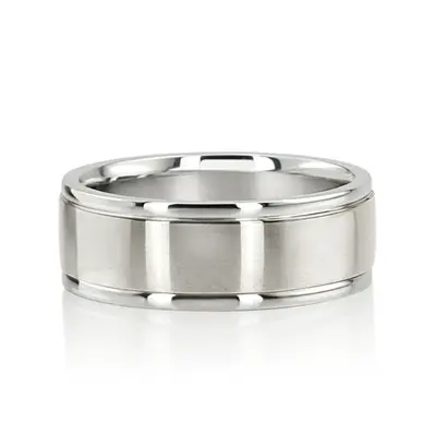 10K white gold 8mm. shiny finish two-tone-wedding-band - main view thumbnail