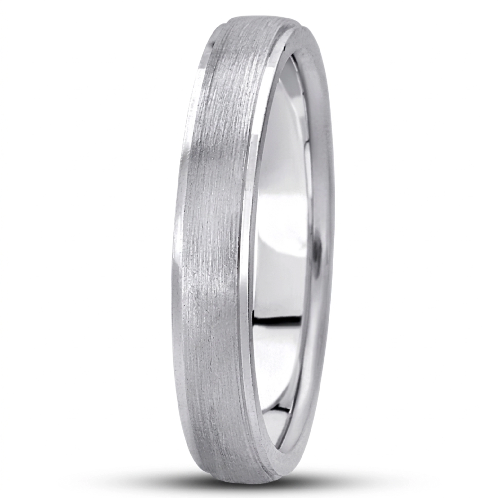 10K white gold 4mm. satin basic-carved-wedding-ring - main view