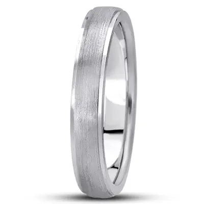 10K white gold 4mm. satin basic-carved-wedding-ring - main view thumbnail