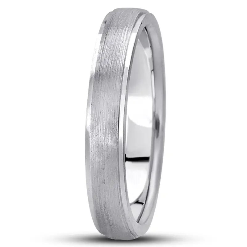 18K white gold 4mm. satin basic-carved-wedding-ring - alternate view 5