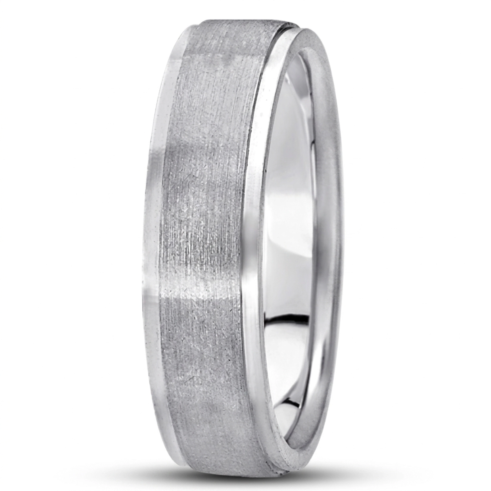 10K white gold 6mm. satin basic-carved-wedding-ring - alternate view 9