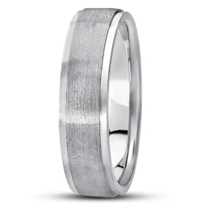 10K white gold 6mm. satin basic-carved-wedding-ring - alternate view 9 thumbnail