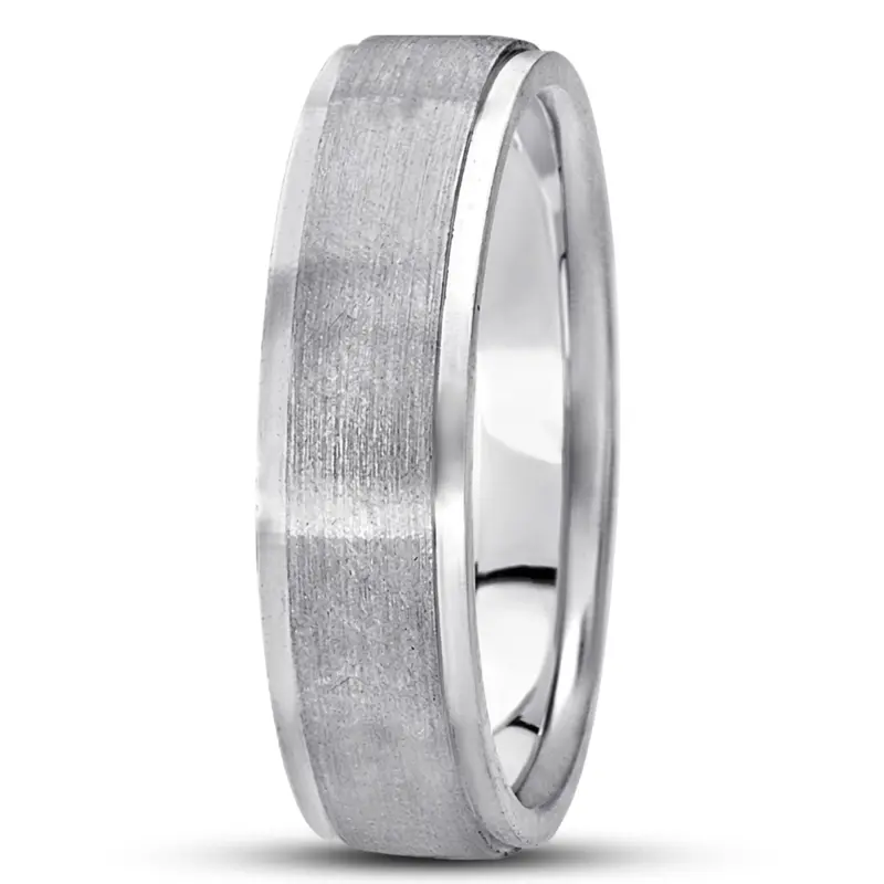 18K white gold 6mm. satin basic-carved-wedding-ring - alternate view 9