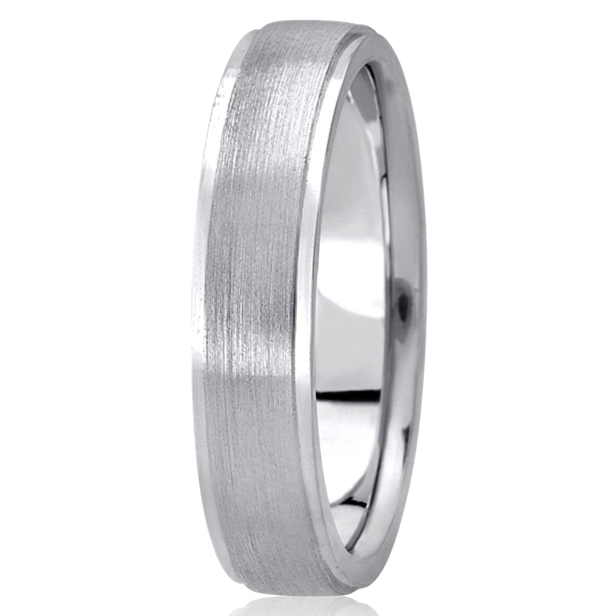 10K white gold 5mm. satin basic-carved-wedding-ring - alternate view 7