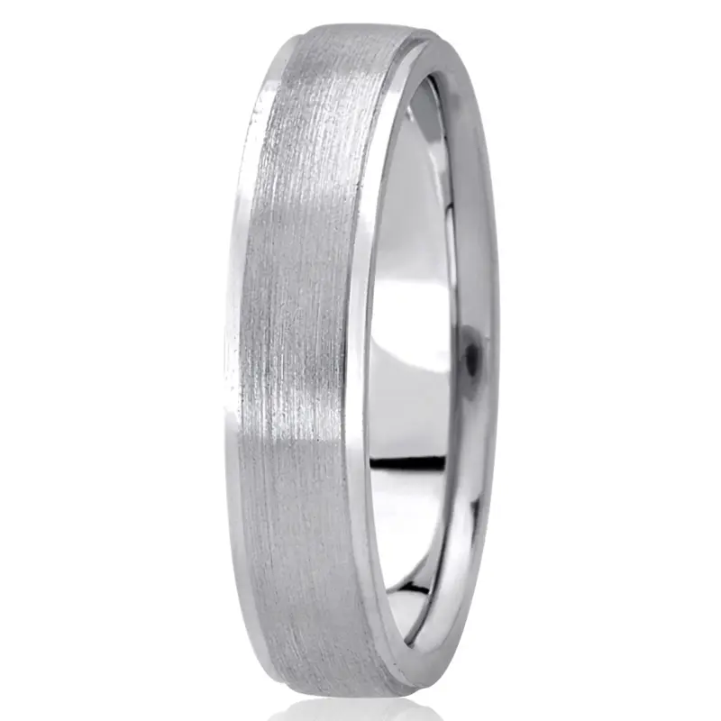 18K white gold 5mm. satin basic-carved-wedding-ring - alternate view 7