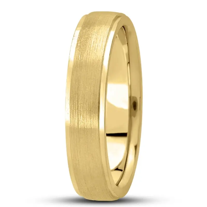 18K yellow gold 5mm. satin basic-carved-wedding-ring - alternate view 4
