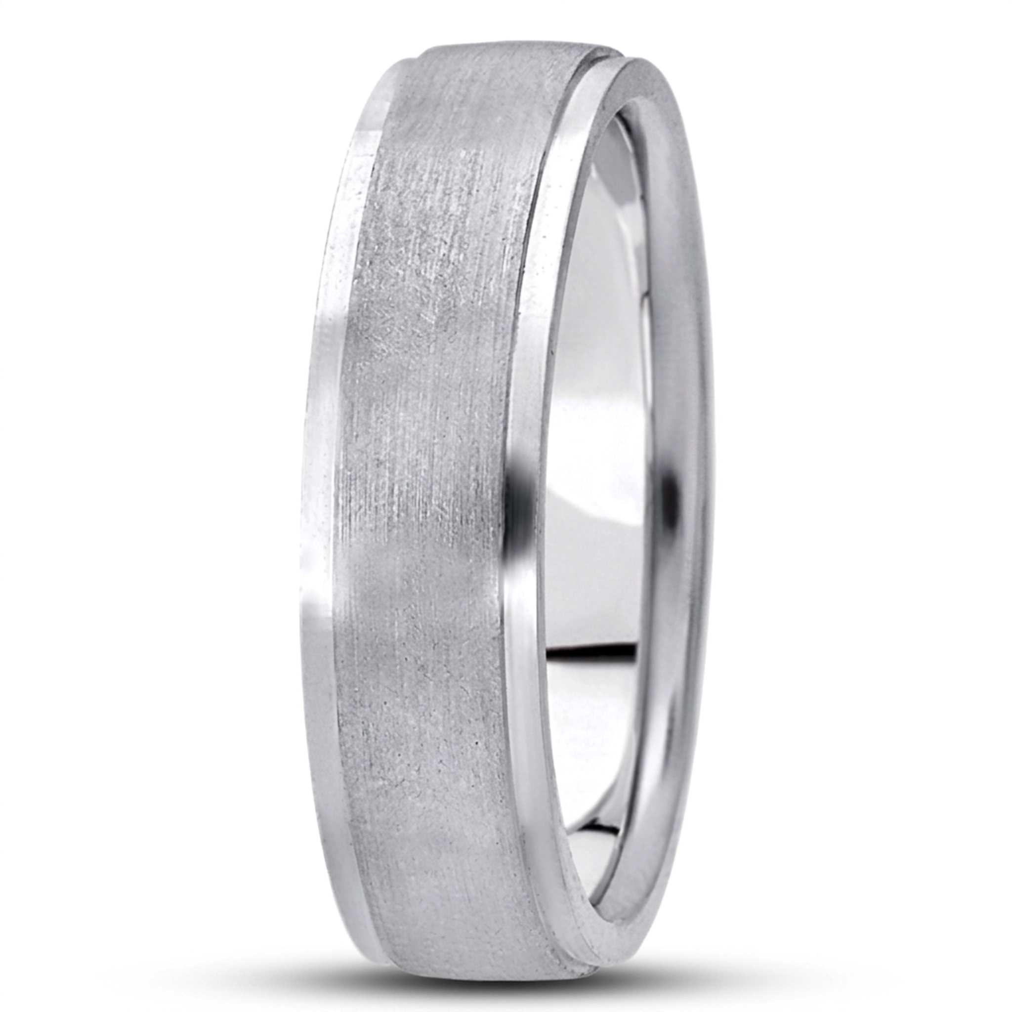 10K white gold 7mm. satin basic-carved-wedding-ring - alternate view 8