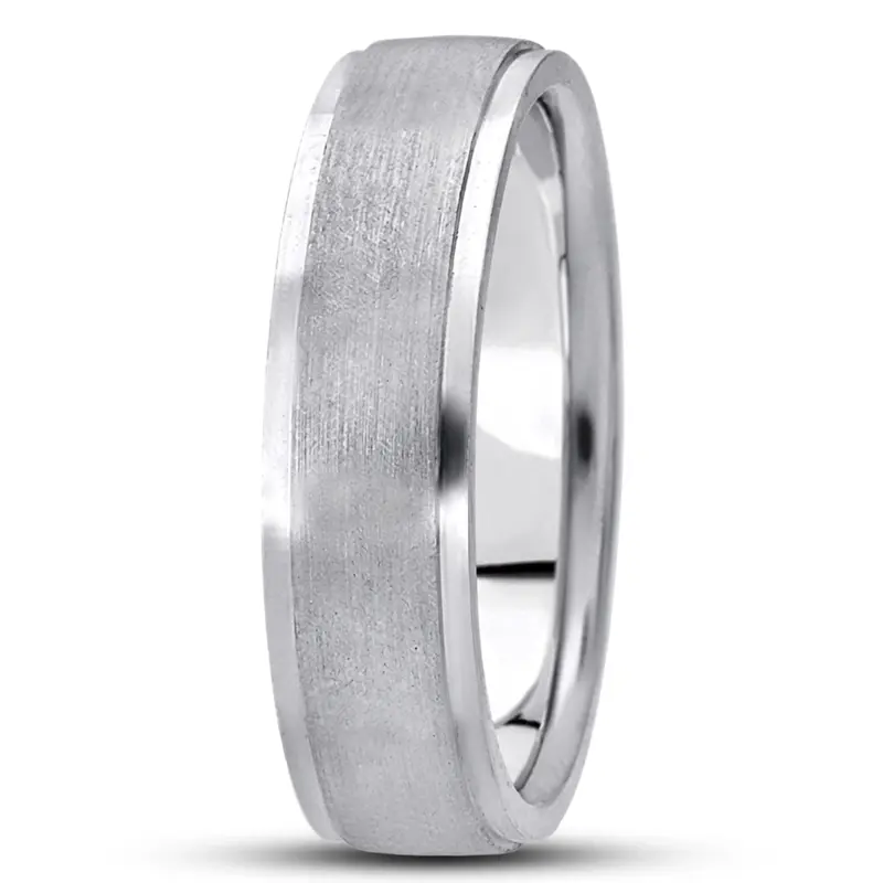 18K white gold 7mm. satin basic-carved-wedding-ring - alternate view 8