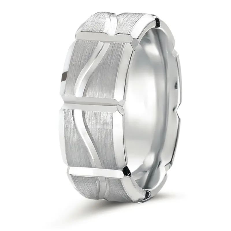 14K white gold 7mm. satin designer-wedding-bands - main view