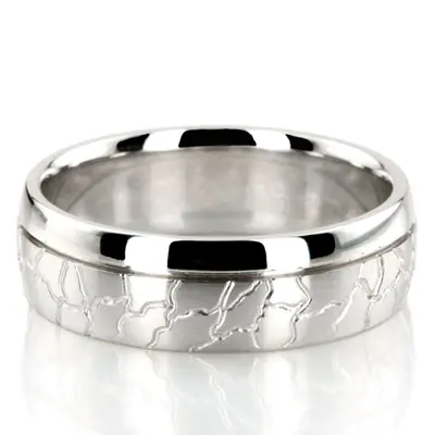 10K white gold 7mm. satin designer-wedding-rings - main view thumbnail