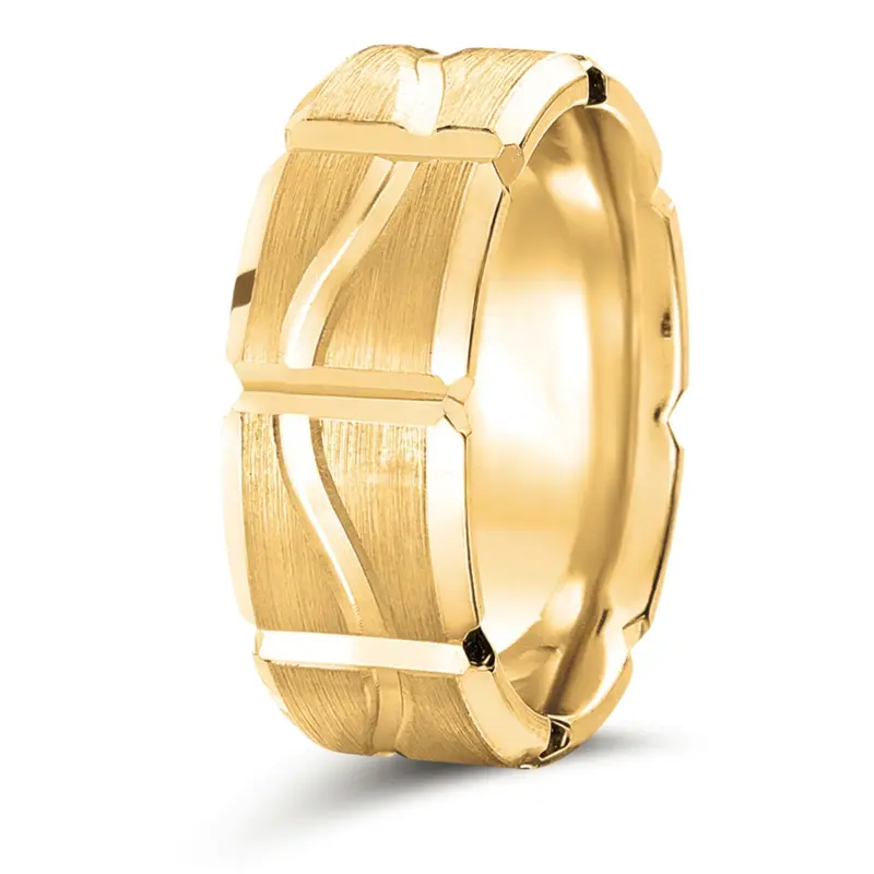 14K yellow gold 7mm. satin designer-wedding-bands - alternate view 2