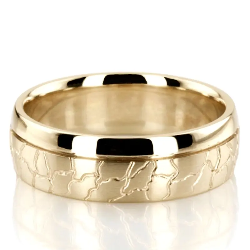 10K yellow gold 7mm. satin designer-wedding-rings - alternate view 2
