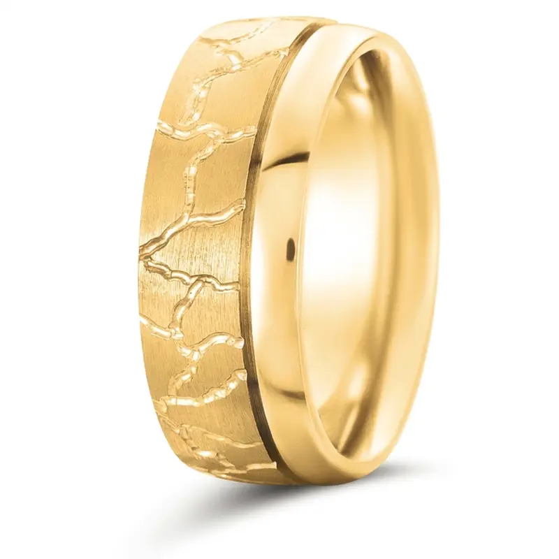 10K yellow gold 7mm. satin designer-wedding-rings - alternate view 3
