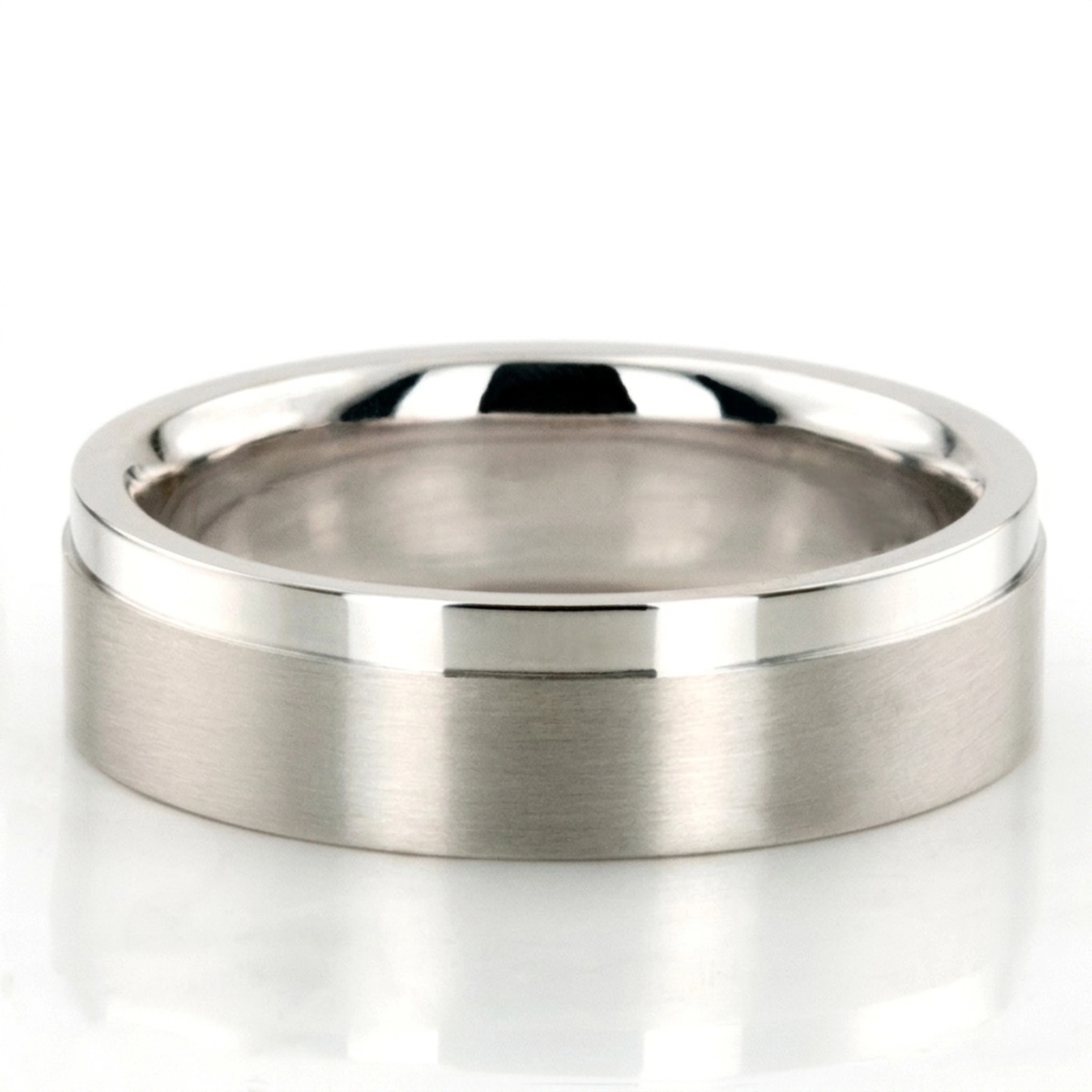 10K white gold 6mm. satin Side-Cut-Basic-Wedding-Ring - main view