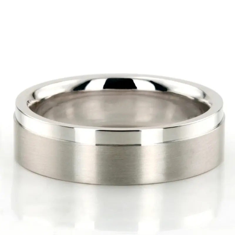 10K white gold 6mm. satin Side-Cut-Basic-Wedding-Ring - main view