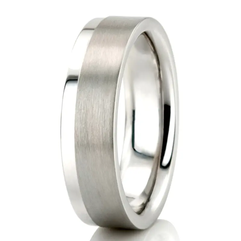 10K white gold 6mm. satin Side-Cut-Basic-Wedding-Ring - alternate view 3