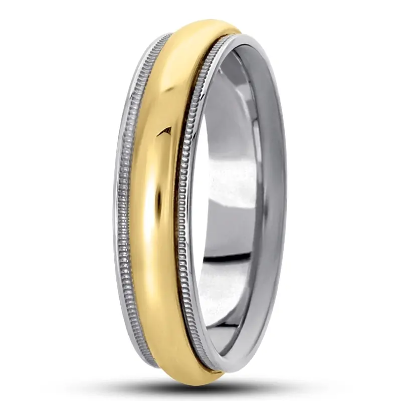 14K white-yellow-white gold 6mm. high polish basic-simple-wedding-bands - alternate view 2