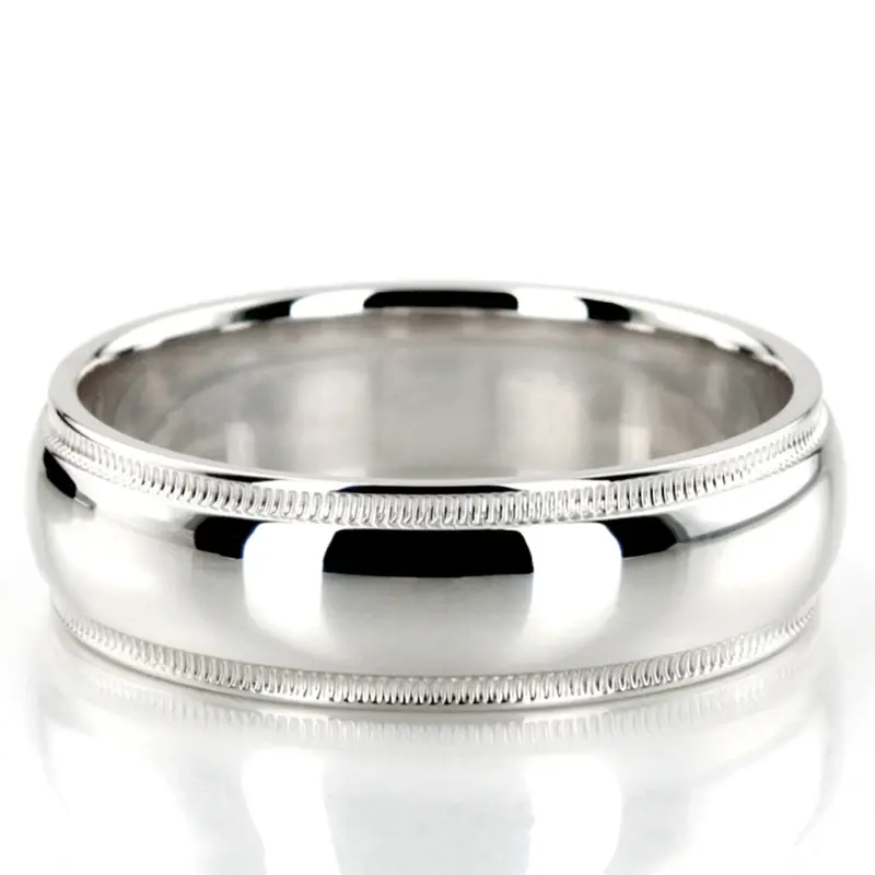14K white gold 7mm. high polish basic-simple-wedding-bands - alternate view 6