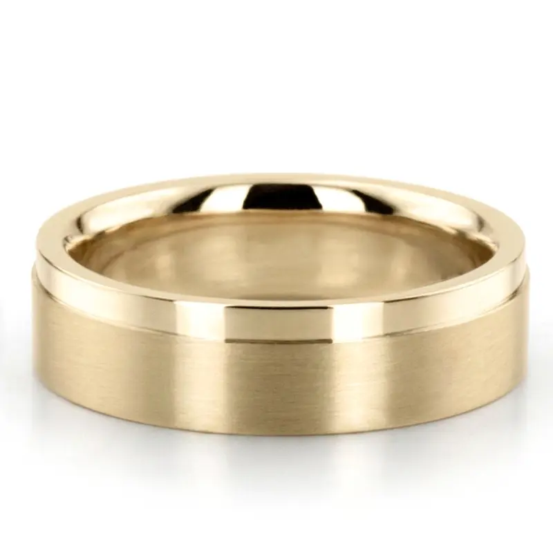 10K yellow gold 6mm. satin Side-Cut-Basic-Wedding-Ring - alternate view 2