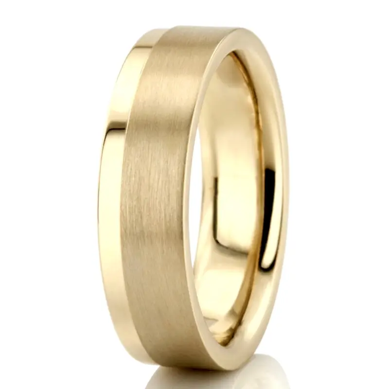 10K yellow gold 6mm. satin Side-Cut-Basic-Wedding-Ring - alternate view 4