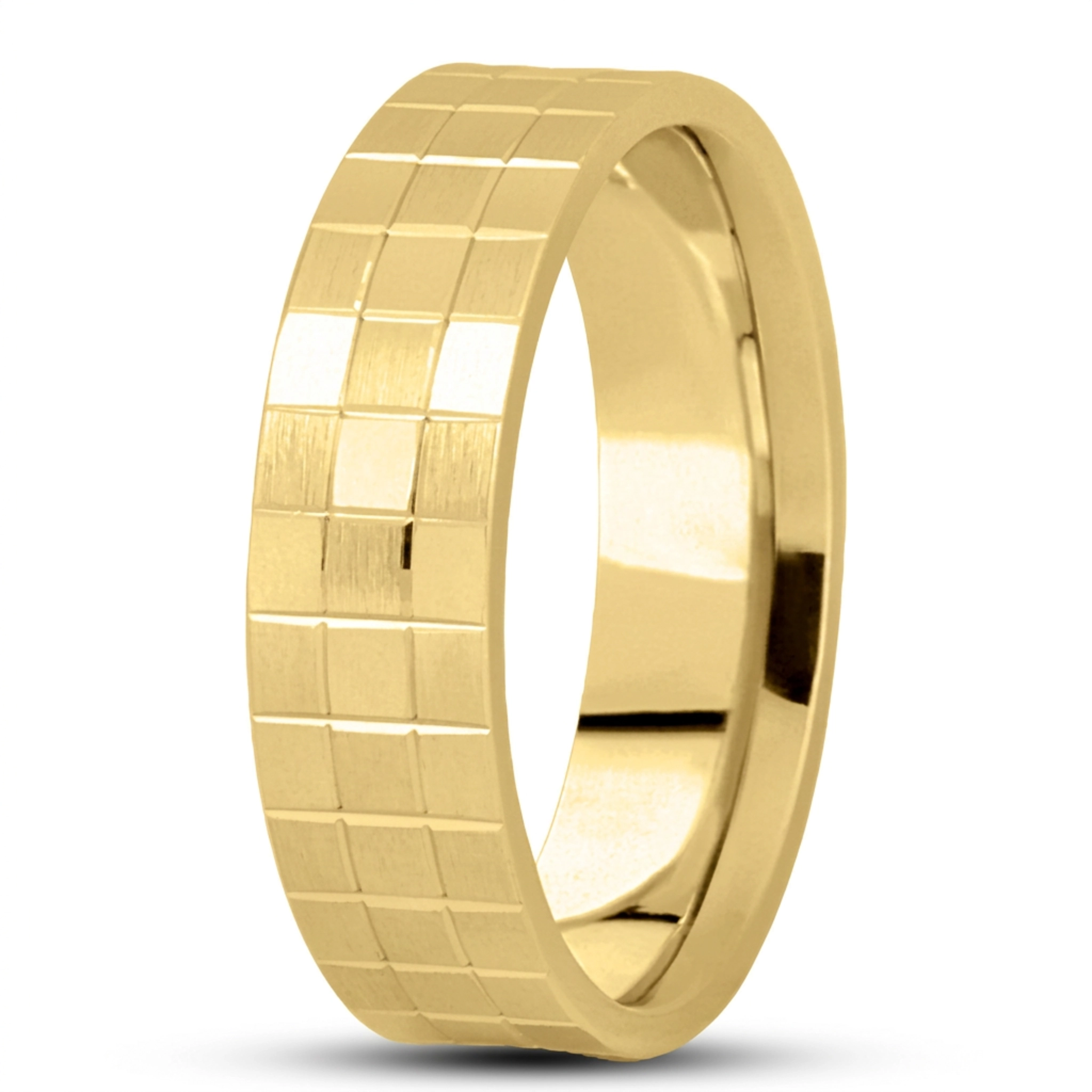 10K yellow gold 7mm. satin basic-diamond-carved-wedding-band - alternate view 6