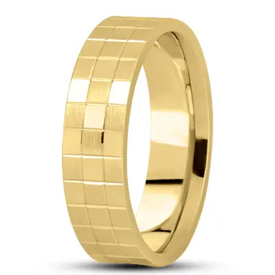 10K yellow gold 7mm. satin basic-diamond-carved-wedding-band - alternate view 6 thumbnail