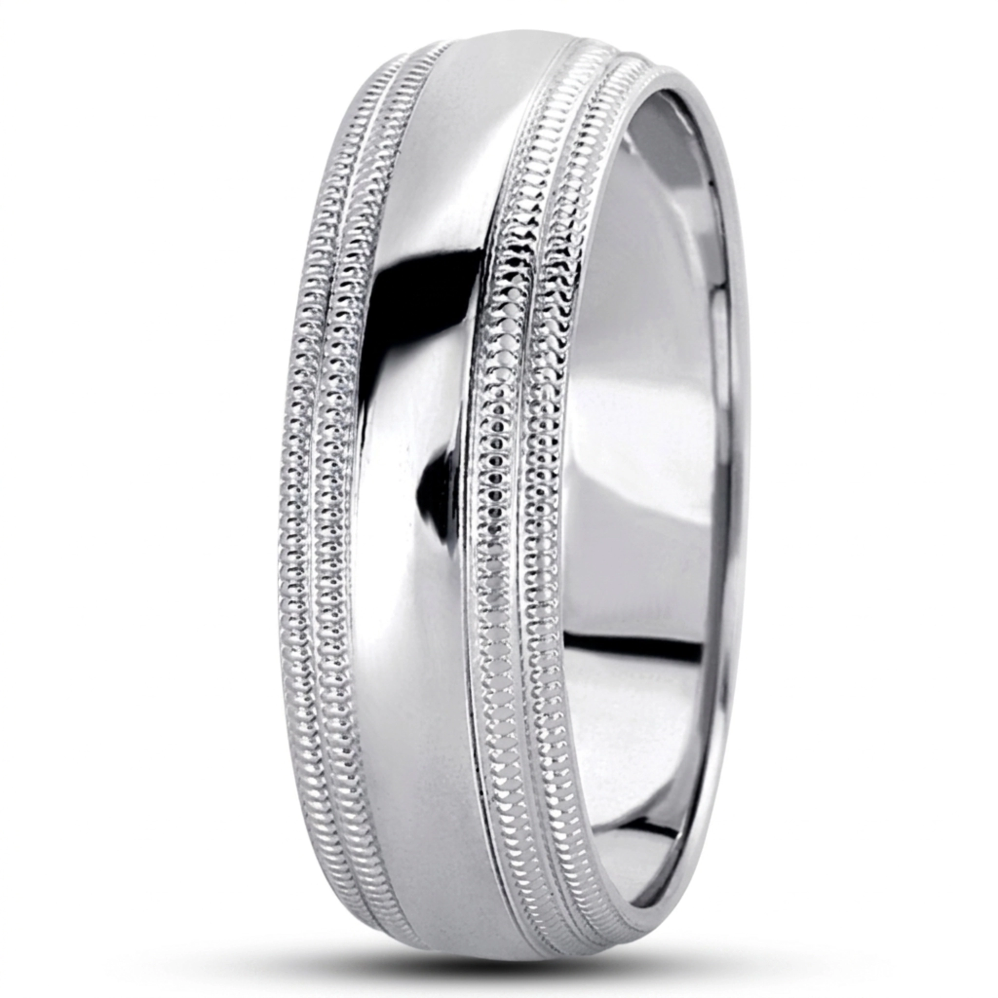 10K white gold 6mm. high polish basic-carved-simple-wedding-ring - alternate view 7