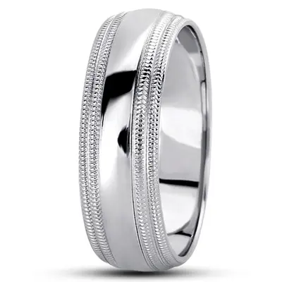 10K white gold 6mm. high polish basic-carved-simple-wedding-ring - alternate view 7 thumbnail
