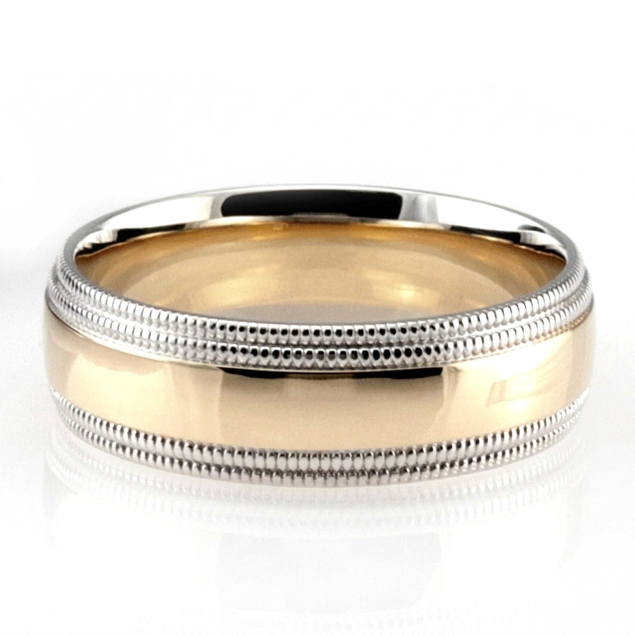 10K white gold 7mm. high polish basic-carved-simple-wedding-ring - alternate view 3
