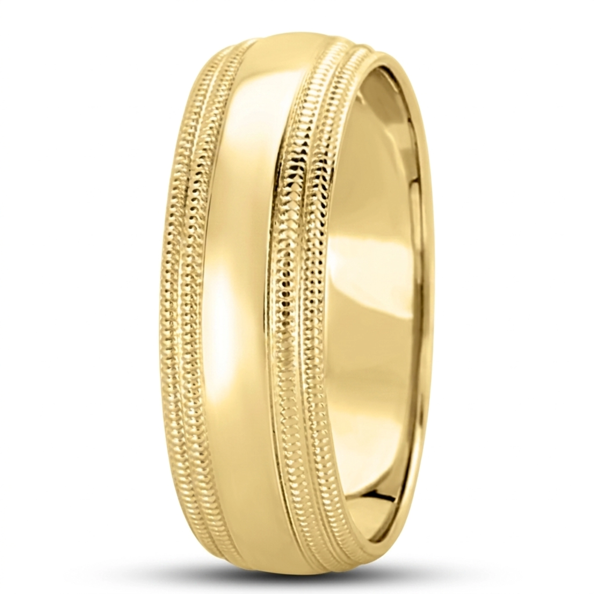10K yellow gold 6mm. high polish basic-carved-simple-wedding-ring - alternate view 8