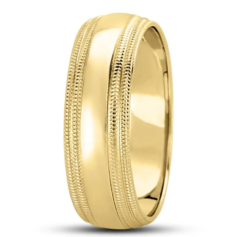 18K yellow gold 6mm. high polish basic-carved-simple-wedding-ring - alternate view 8