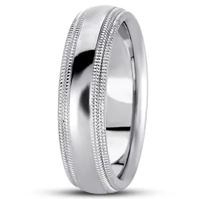 10K white gold 5mm. high polish basic-carved-simple-wedding-ring - main view thumbnail