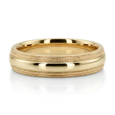 10K yellow gold 5mm. shiny finish basic-carved-simple-wedding-ring - alternate view 6 thumbnail